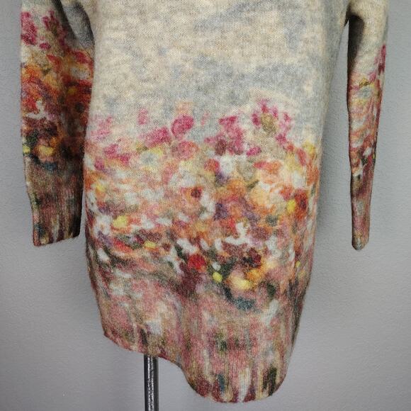 J.Crew Collection Alpaca–Merino Watercolor Floral Oversized Tunic Sweater NWT S - Picture 12 of 16